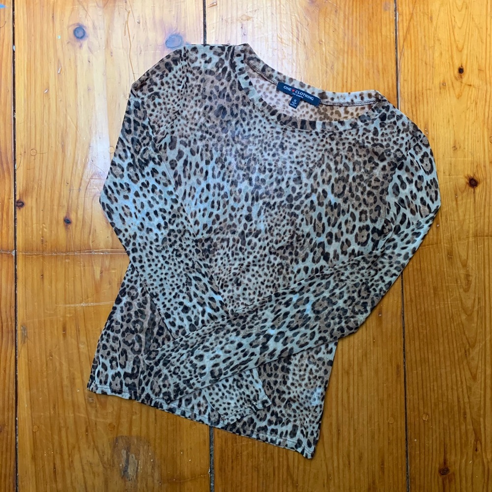 SOLD ON DEPOP Cheetah Print Mesh Long Sleeve Top
